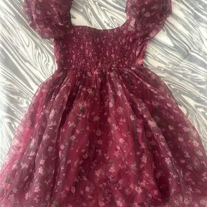 Altar'd State Burgundy Floral Mini Dress